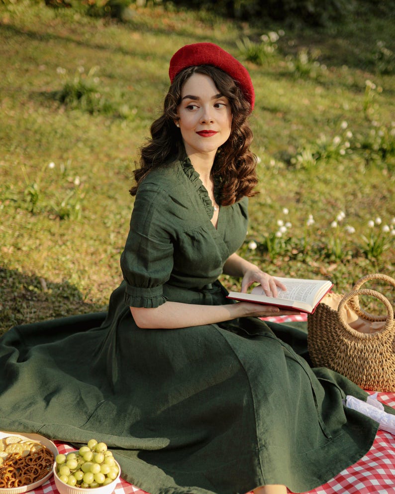 Evergreen Wrap Darcy Dress with Short Sleeves image 1