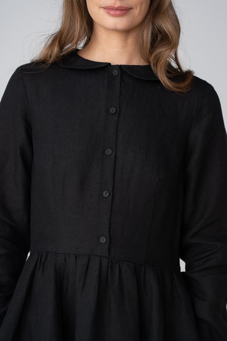 long sleeve dress xl Ulla Johnson | Women's Naia Long Sleeve Ruched in Blue/brown