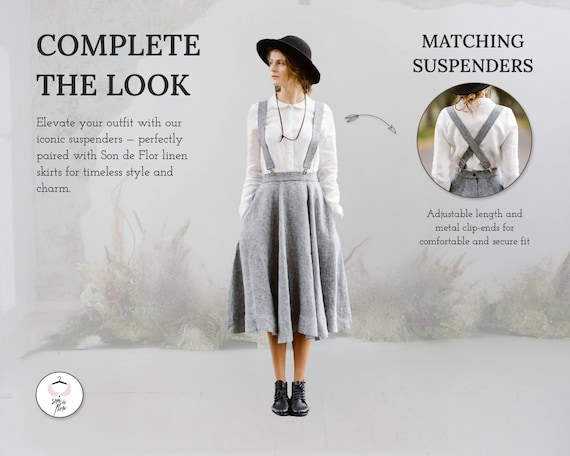 WOMEN SUSPENDERS | Linen Suspenders, Handmade Suspenders, 50s