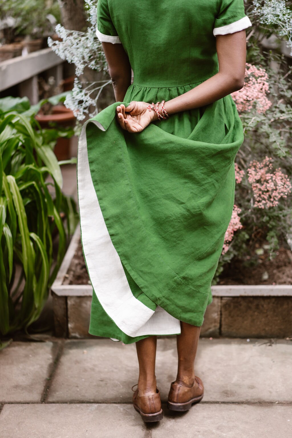 GREEN PIONEER DRESS 1950's Dress, Linen Dress With Pockets, Short Sleeve  Dress, Collared Dress, Midcentury Modern, Shirtdress, Sondeflor 
