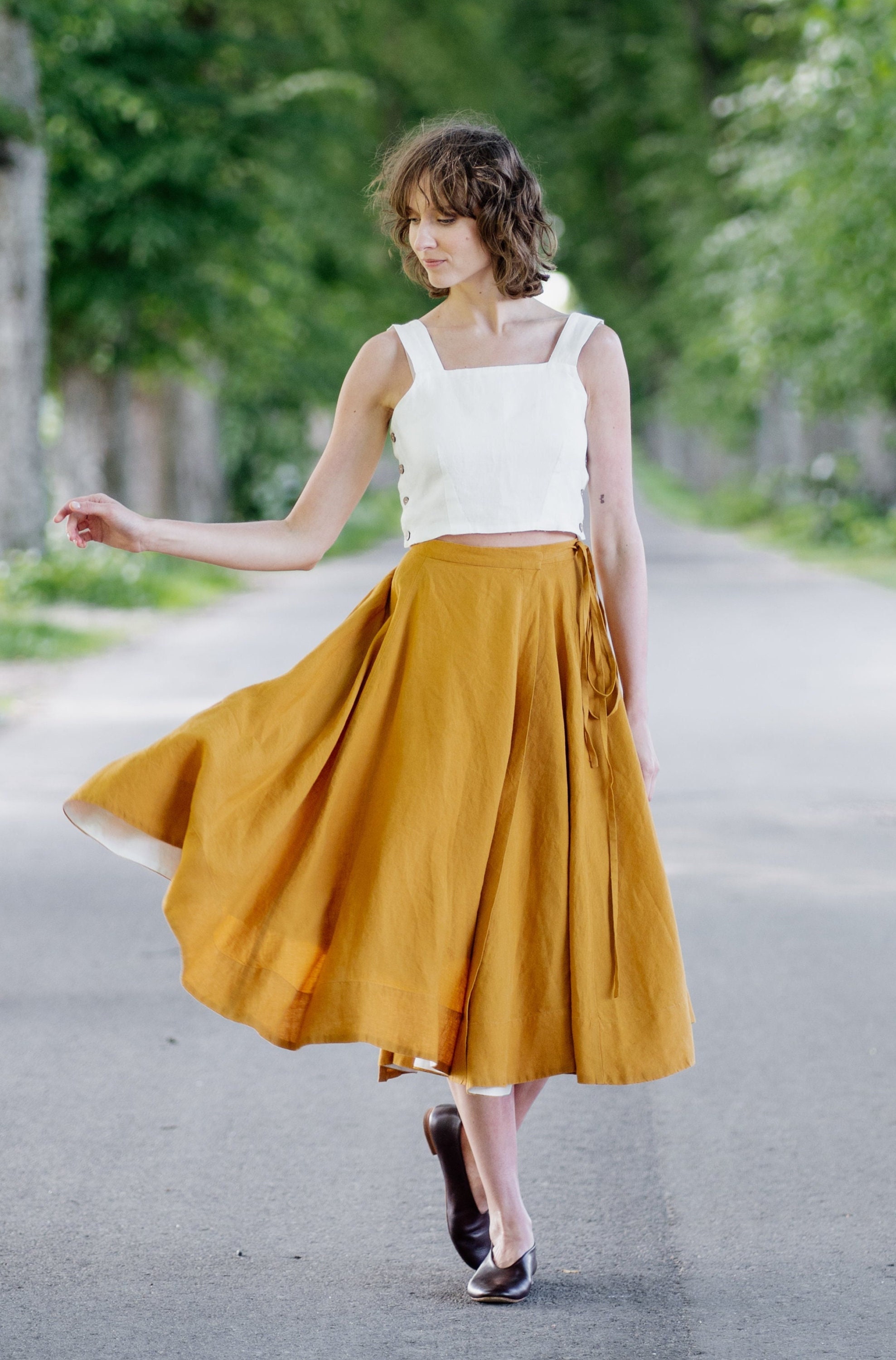 yellow linen skirt ????
