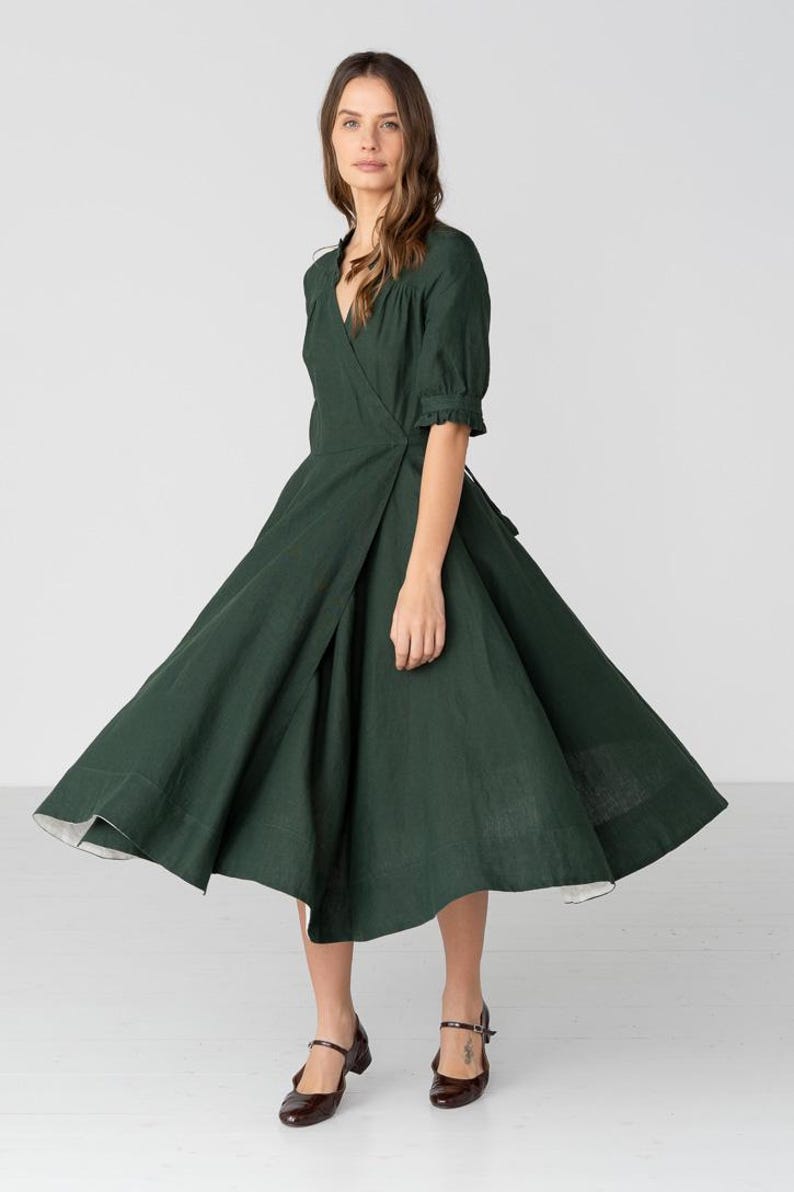 Evergreen Wrap Darcy Dress with Short Sleeves image 3