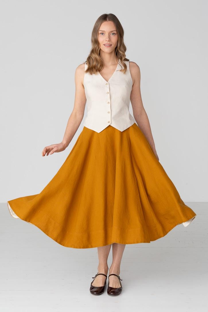 Wrap - Full-Circle Linen Skirt, Marigold