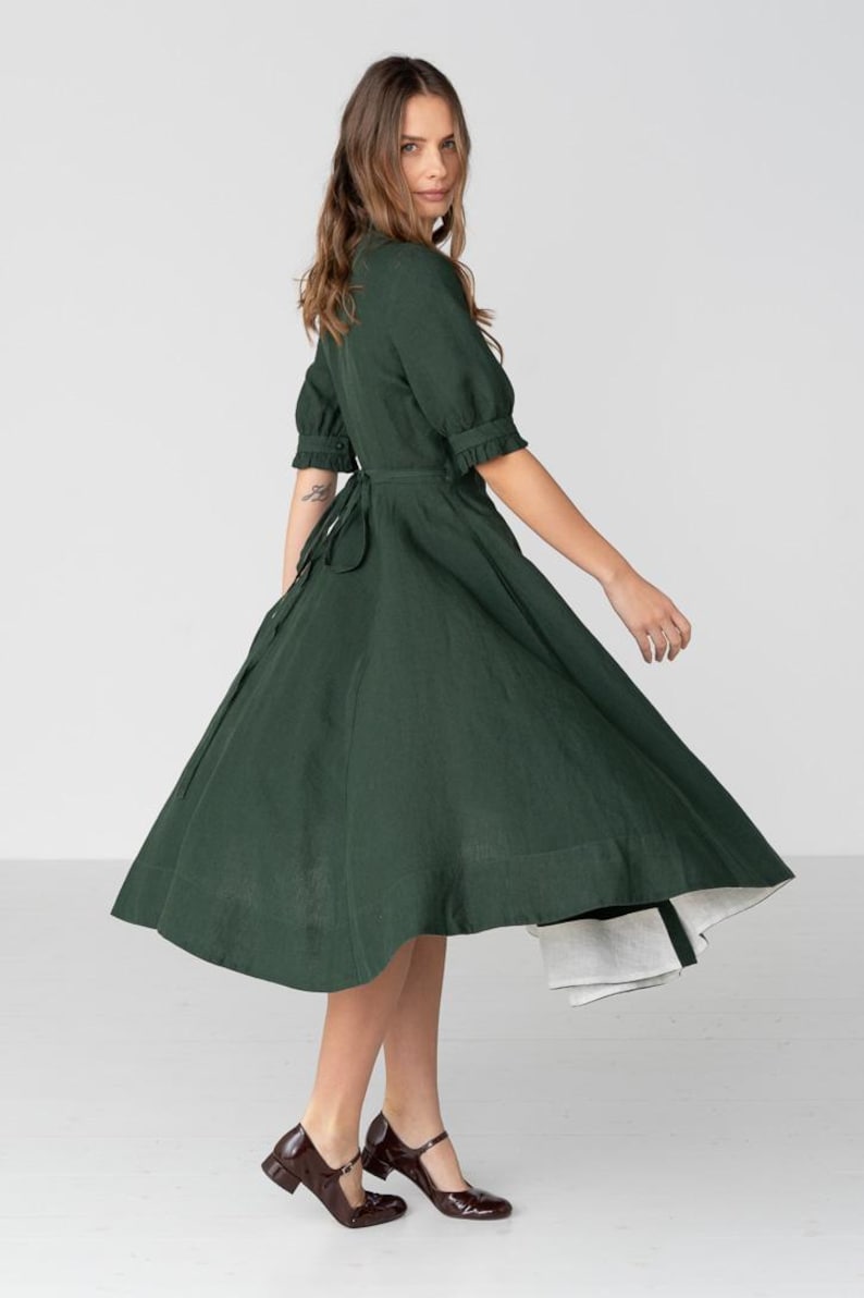 Evergreen Wrap Darcy Dress with Short Sleeves image 5