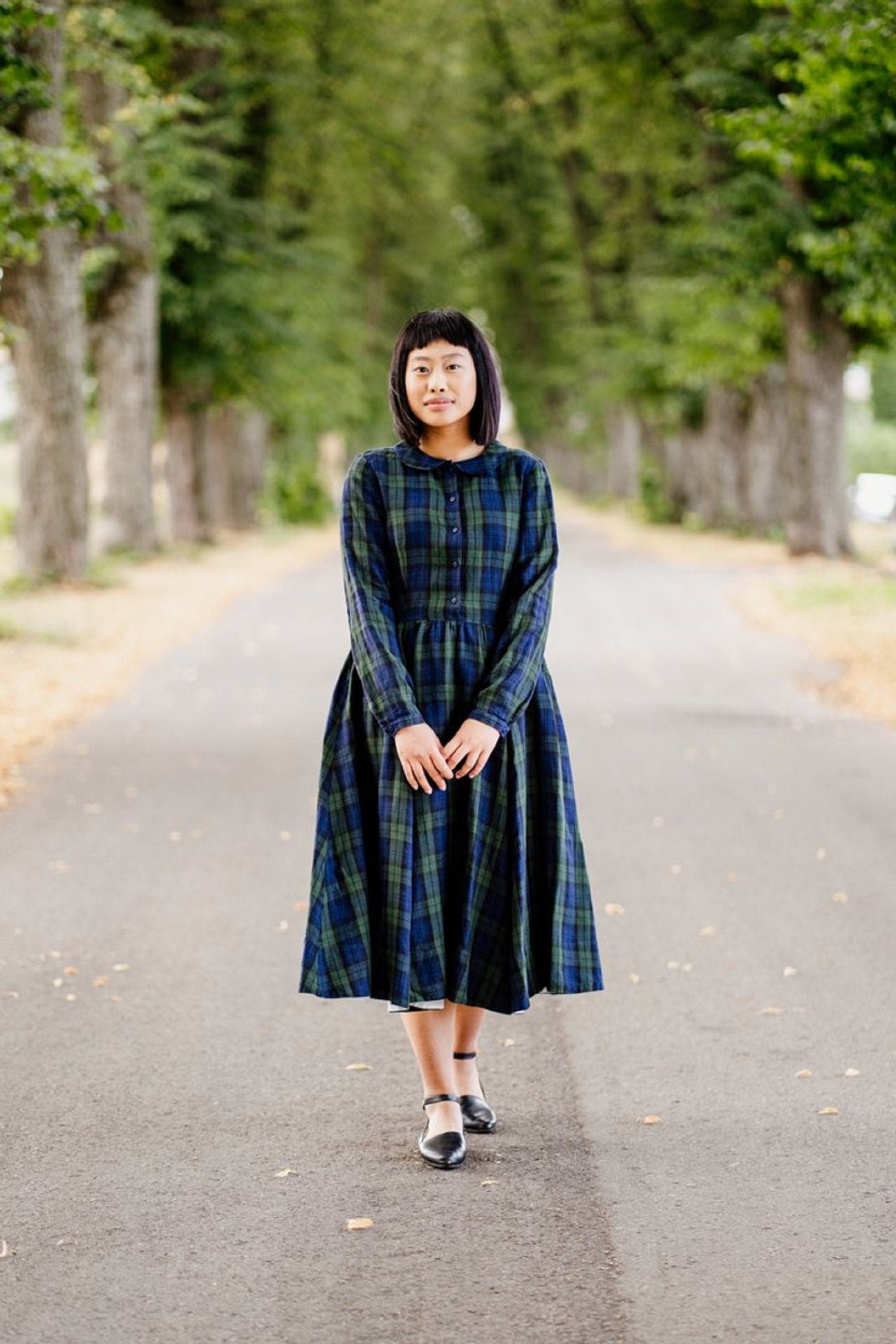 TARTAN DRESS Button Down Dress Collared Shirt Dress Blue - Etsy