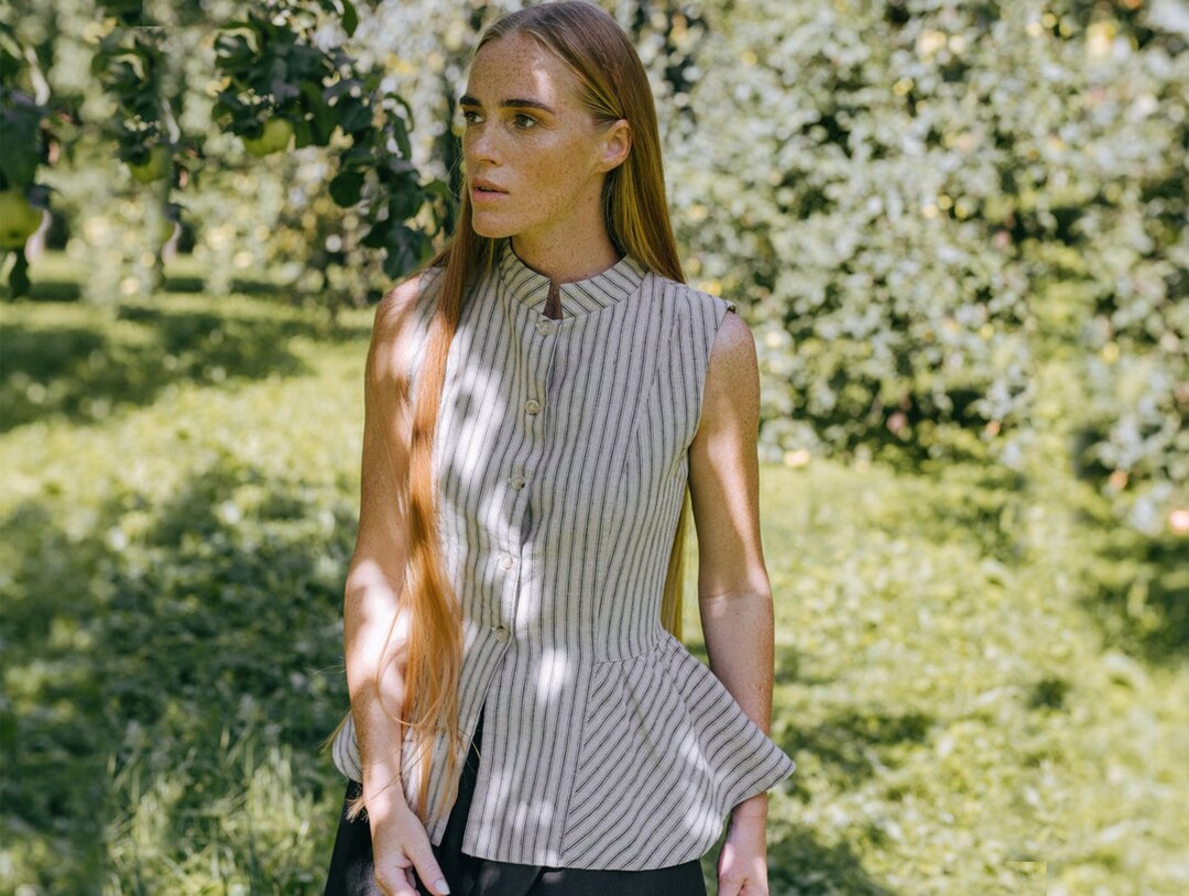 Contrast Stitched Buttoned Peplum Vest