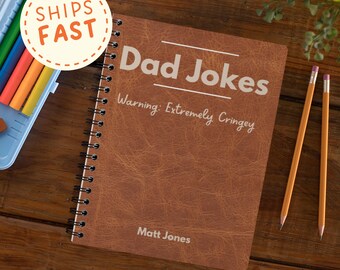 Personalized Dad Jokes Notebook, Funny Father's Day Journal, Custom Name Writing Book