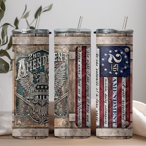 Andra tillägget till den amerikanska konstitutionen - 600 ml återanvändbart glas i rostfritt stål med lock och sugrör
