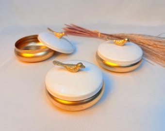 White Gold Bird Trinket Box | Minimalist Metal Keepsake Jar, Jewelry Storage