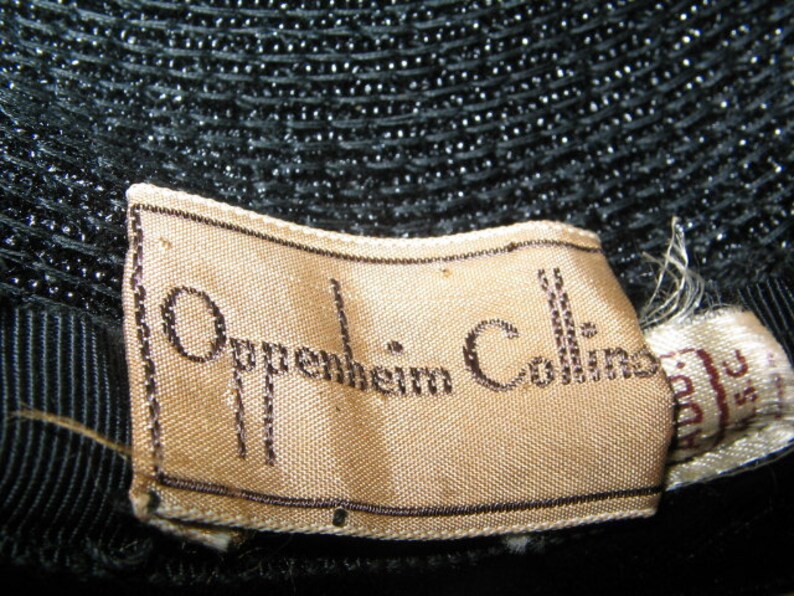 VINTAGE OPPENHEIM COLLINS Navy Blue Straw Hat 1950/'s