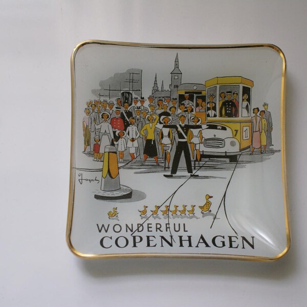 VINTAGE COPENHAGEN DRESSER Tray, Ash Tray, Denmark Souvenir