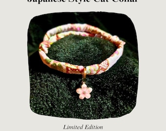 Japanese Cat Collar – Pink Floral Cotton | Handmade, Adjustable, Eco Minimal