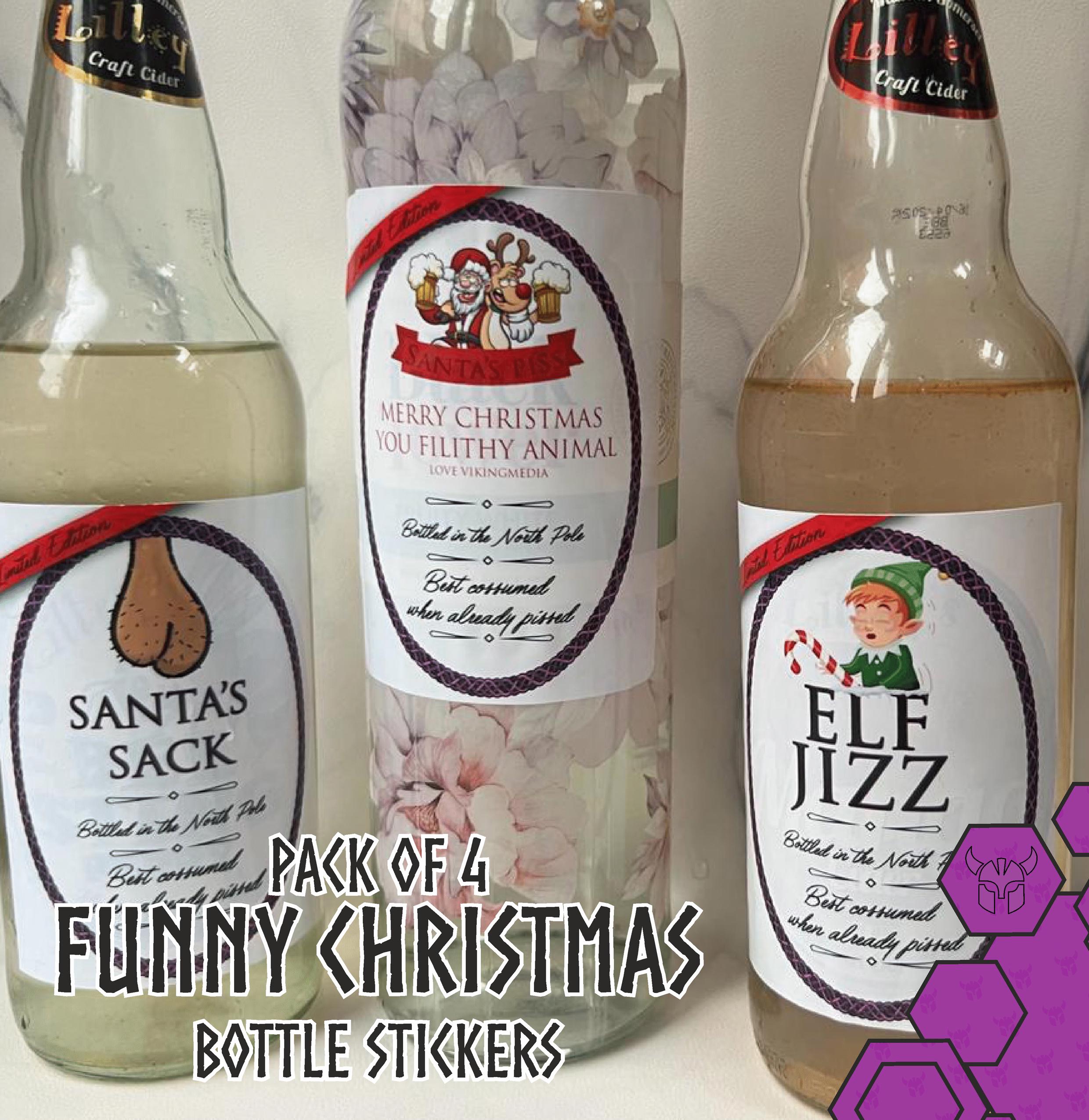 Non Personalised Christmas Reindeer Piss Wine Bottle Sticker
