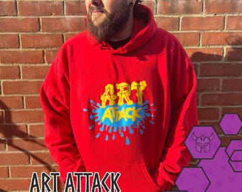 Kunst Angriff Sweatshirt | 90er Jahre Nostalgie, Roter TV Show Jumper