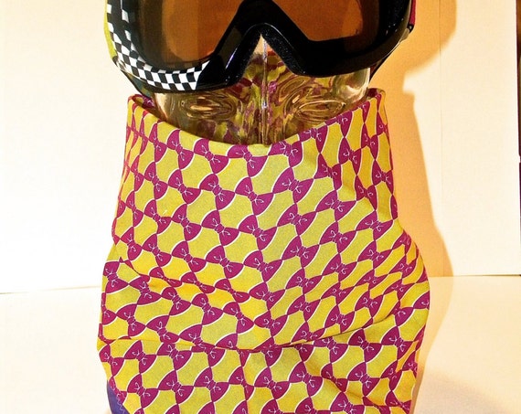 READY to SHIP-Handmade-Kawaii Bows-Yellow/Fuschia/Purple Bandana-Snapback-Snowboarding Face Shield-Unisex