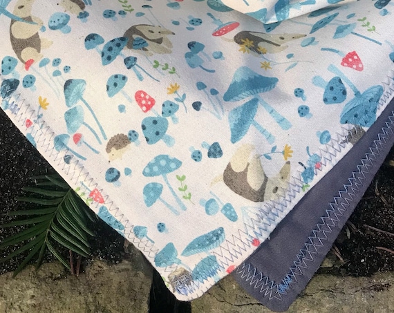 READY TO SHIP-Whimsical Woodland Toadstool Bandana-Dandelions-Vintage Illustration-Imported From Japan-Hedgehog-Ant Eater-Mushroom Fabr