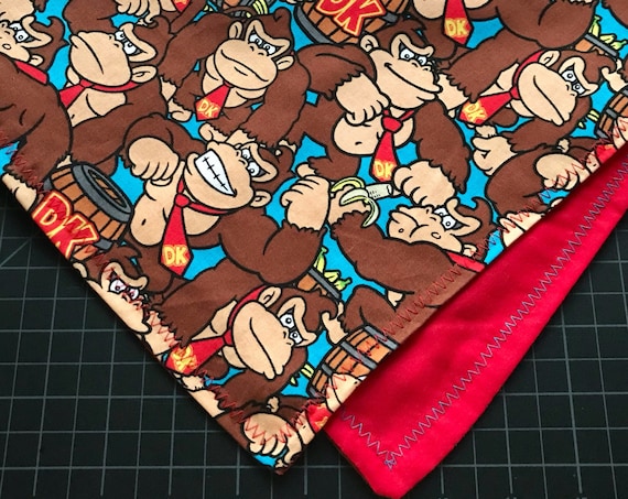 MADE TO ORDER-Handmade Nintendo 64 Donkey Kong Game Fabric Bandana-Customizable Colors-Handmade Bandana Made Just For You