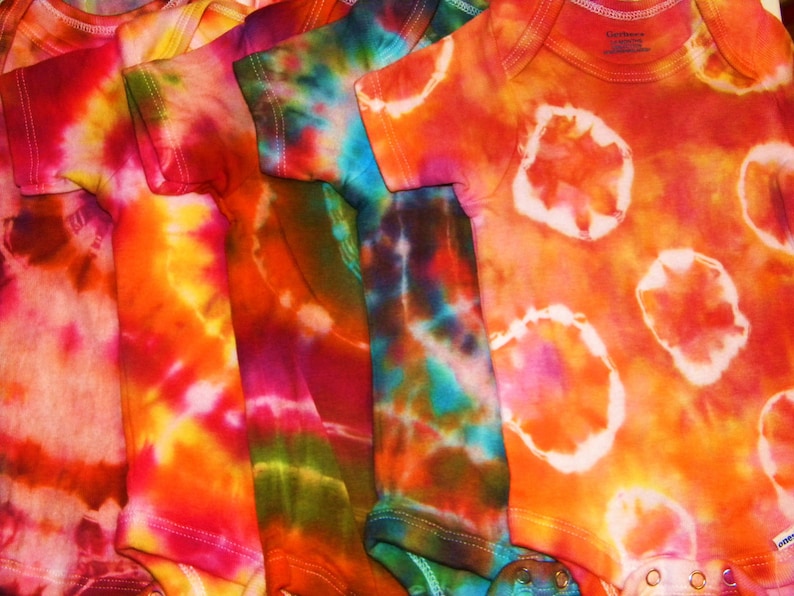 5 PACK Tie Dyed Baby Onesies--Comes in Different Sizes to Keep Baby Tie-Dyed as They GROW : 5 CUSTOM