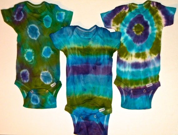 Custom (3) Pack of Tie-Dyed Baby Onesies-You Pick Size-You Pick Color Scheme
