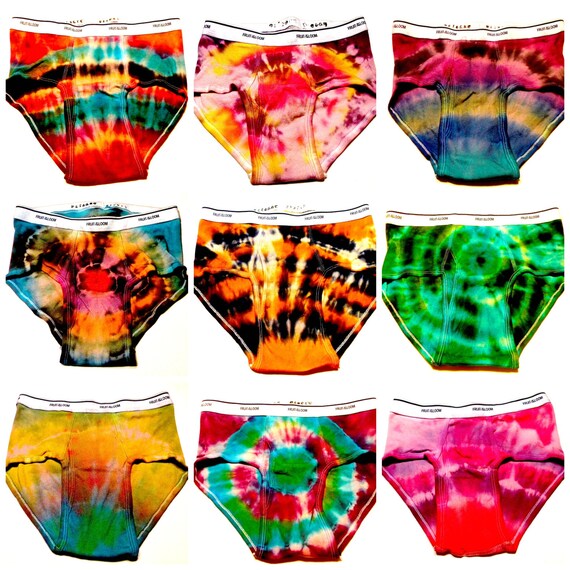 Custom Tie Dyed Underwear-Stocking Stuffer-Anniversary-Valentines Gift-Hippie-Cotton Brief Underwear-Dyed in YOUR Size and Favorite Colors