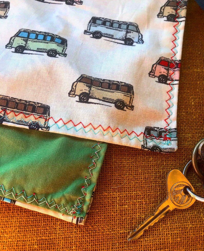 Ready To Ship-PINK-VW Bus Bandana-Unisex Adult Snapback Scarf Neckware-Adjustable Sizing-Cotton-Pink Bandana