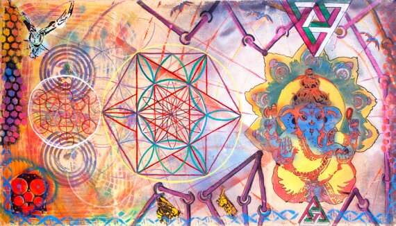 Spray Paint Stencil Sacred Geometry Ganesha "Smile, Regenerate" **Art By Funky J Print**