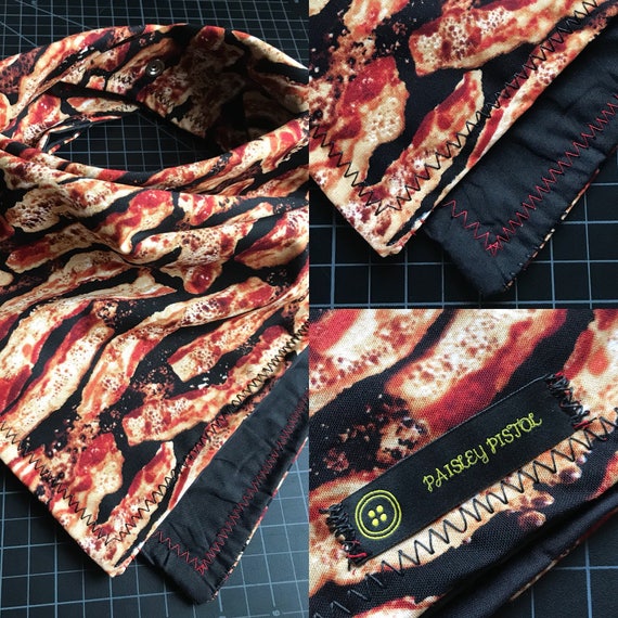 Made To Order-Bacon Bandana-Snapback-Double Layered-Red and Black Bacon Bandana