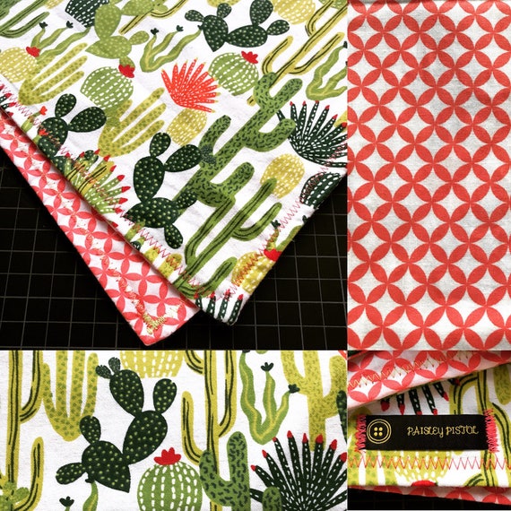 READY TO SHIP-Lookin Sharp-Cactus Bandana-Handmade-Soft Fuzzy Flannel/Cotton-Snapback Bandana-Snowboard Bandana-Neck Scarf-Head Wrap