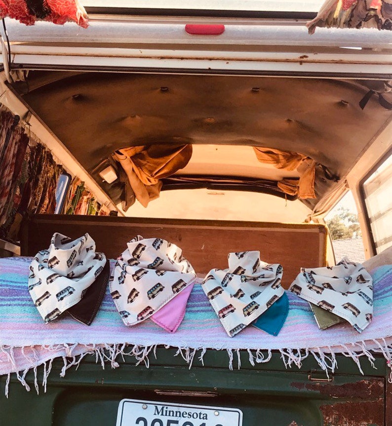 Ready To Ship-PINK-VW Bus Bandana-Unisex Adult Snapback Scarf Neckware-Adjustable Sizing-Cotton-Pink Bandana
