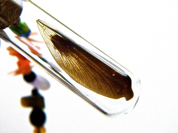 CLEARANCE SALE-Dragonfly Vial Wanderlust Necklace-Traveller's Beads-Shell, Stone, Gem, Antique, Vintage, Hand Blown Glass