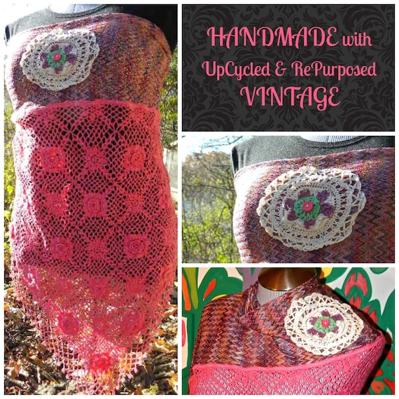 CLEARANCE SALE-50% Off-Multipurposed Wrap: 4-in-1 Tube Top/Shawl/Hip Scarf/Head Wrap~UpCycled Vintage