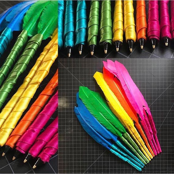 Set of 3 Custom Feather Pens Wedding Book Signing Pens with Cruelty-Free Feathers