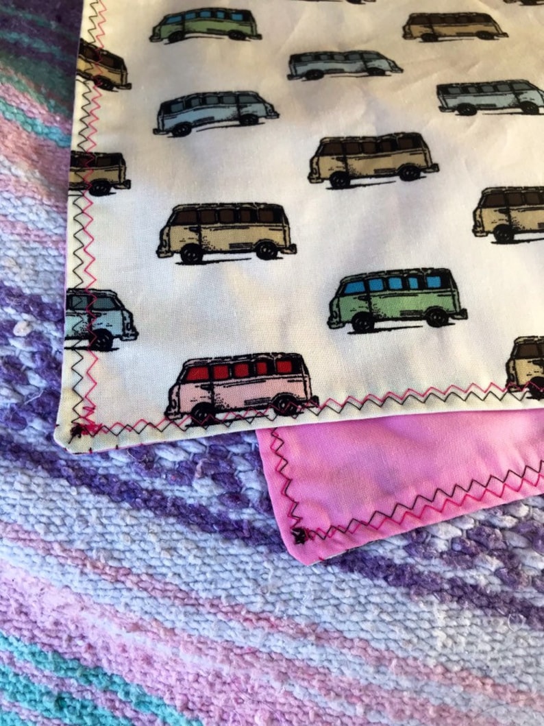 Ready To Ship-PINK-VW Bus Bandana-Unisex Adult Snapback Scarf Neckware-Adjustable Sizing-Cotton-Pink Bandana