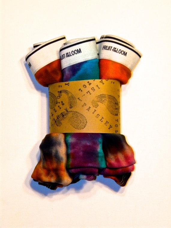 CUSTOM (3) PACK Tie-Dyed Men's Brief Underwear Hippie Rainbow Tighty Whities Available in All Sizes