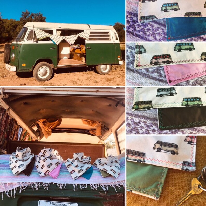 Ready To Ship-PINK-VW Bus Bandana-Unisex Adult Snapback Scarf Neckware-Adjustable Sizing-Cotton-Pink Bandana