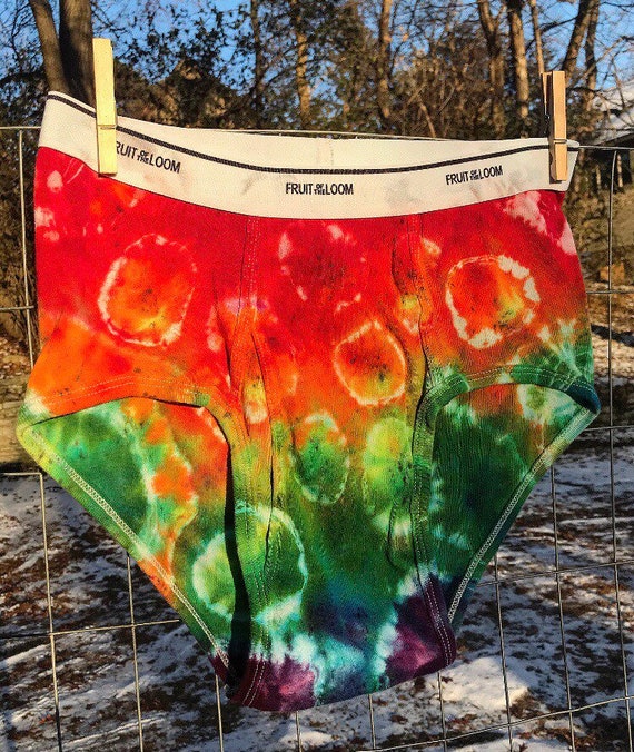 READY to SHIP-Rainbow Tie-Dyed Undies-Fruit Of The Loom-Tighty Whities-Size XL