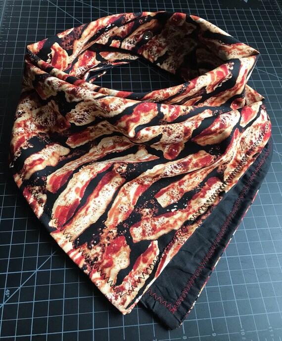 READY TO SHIP-Bacon Bandana-Snapback-Double Layered-Red and Black Bacon Bandana