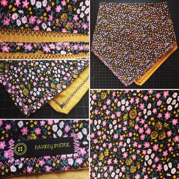 READY TO SHIP-Retro Handmade Bandana-Floral Corduroy/Cotton Snapback Bandana-Inspired By Retro/Vintage Nostalgia