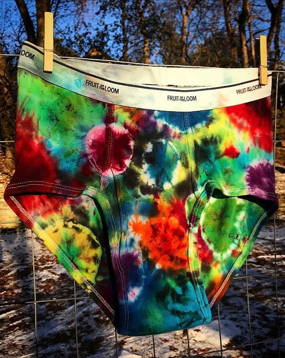READY to SHIP-Psychedelic Tie-Dyed Undies-Fruit Of The Loom-Tighty Whities-Size XL