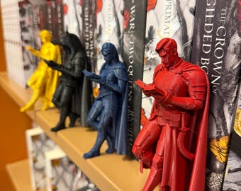 Rising Inspired Warrior Bookend Set – Sci-Fi Reading Figures, Bookshelf Decor, Space Fantasy Desk Accessories, Collector Gift