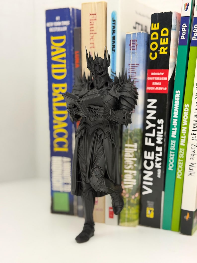 Fantasy Wizard Bookend, Mage Reading Book Nook, Scholar Bookshelf Decor, Book Lover Gift Dark King
