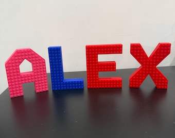 Plaque nominative personnalisée imprimée en 3D | Lettres personnalisées en brique | Convient aux blocs de construction standard | Décoration de la chambre