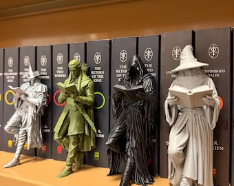 Boekensteun fantasietovenaar, magiër leeshoekje, geleerde boekenplankdecor, cadeau boekenliefhebber