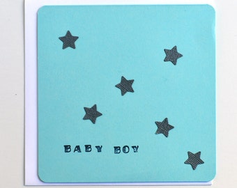 Baby Boy Card - Grey stars, Twinkle stars