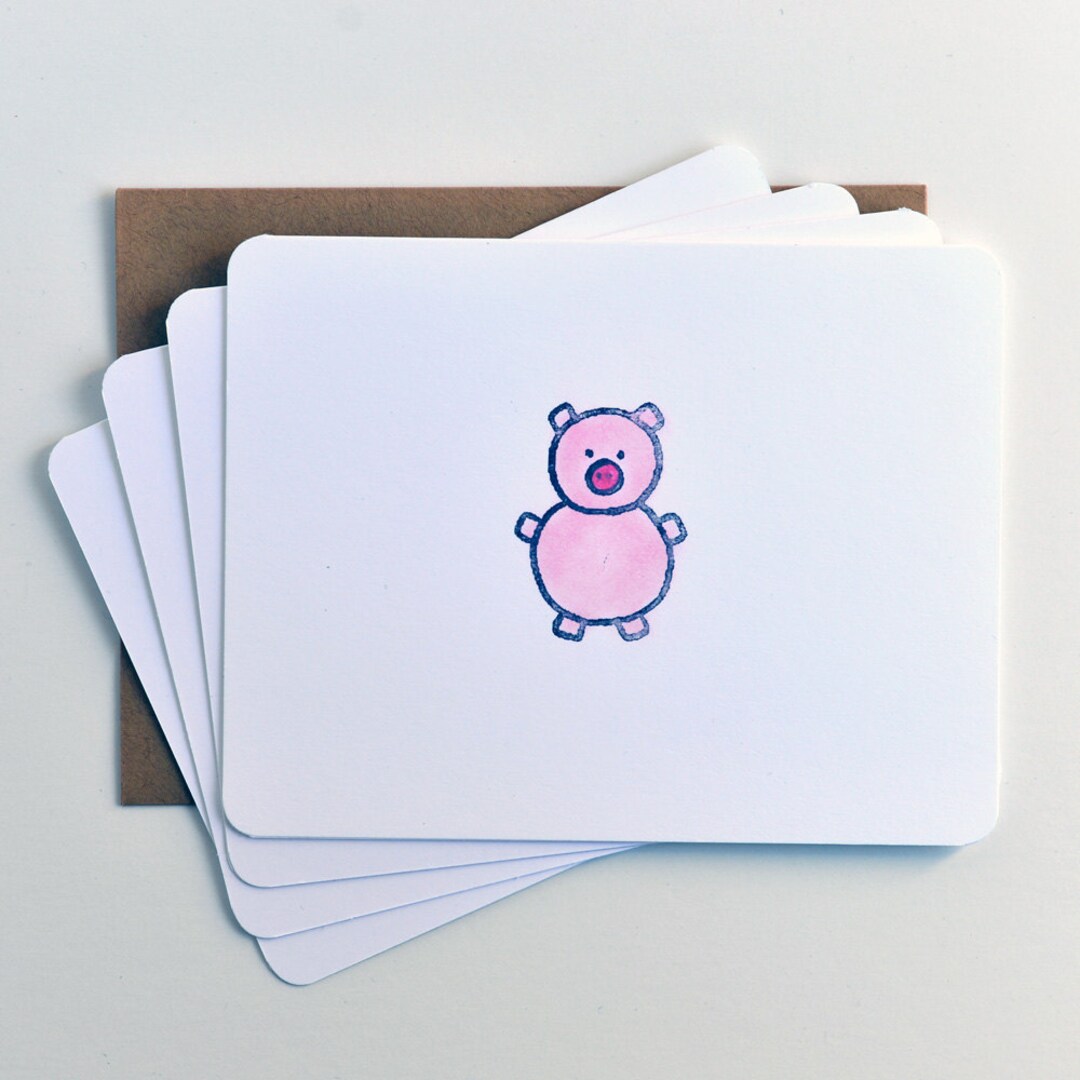 Pig Cards- Birthday, Thank You, Blank Note Cards - Etsy