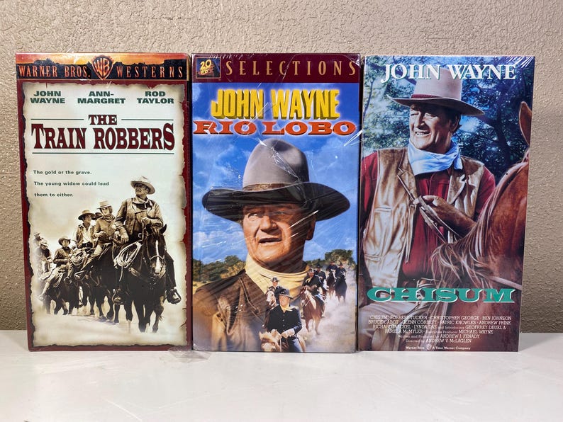 John Wayne VHS Lot of 3 the Train Robbers + Rio Lobo + Chisum Vintage ...