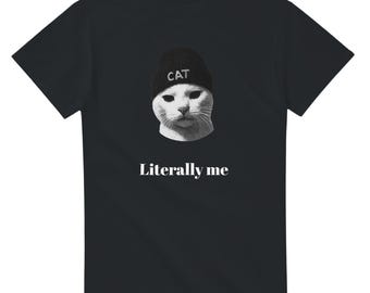 Camiseta gráfica divertida de gatos gánster, estilo urbano / Cat Thug Life - Negro genial, regalo para amantes de los gatos, camiseta unisex de algodón, camiseta con humor animal