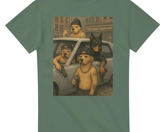 Camiseta de perro gánster, camiseta vintage, actitud genial, retro, indie rock, estética, top, meme divertido, conducción, Bali, perro, pandilla, camiseta grunge, regalo para papá y mamá