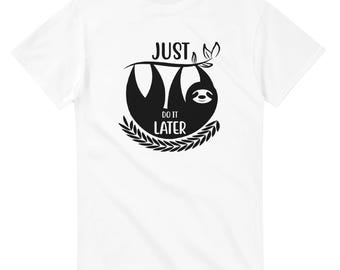Texto "Hazlo más tarde", póster motivacional, PNG de fitness, camiseta de perezoso, camiseta de algodón relajada "Hazlo más tarde", camiseta con gráfico de perezoso, camiseta unisex