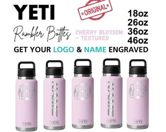 Yeti Cherry Blossom Color Rambler Bottle | Laser Engraved Yeti Name Bottle, Yeti Logo Bottle, Valentine Gift, Engraving Forge